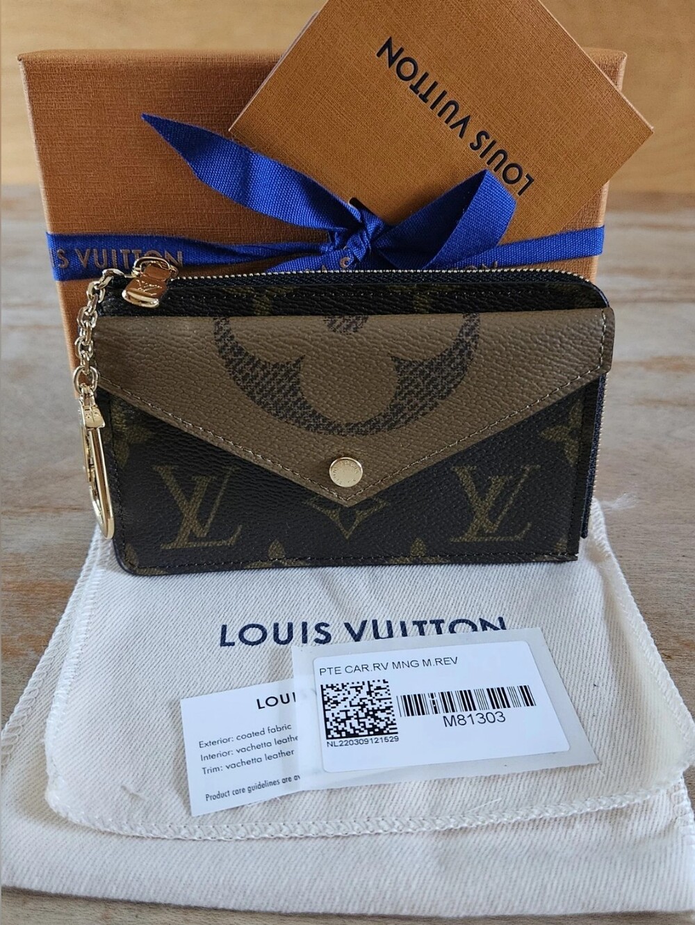 Louis Vuitton Monogram Zip Card Pouch in Brown and Tan